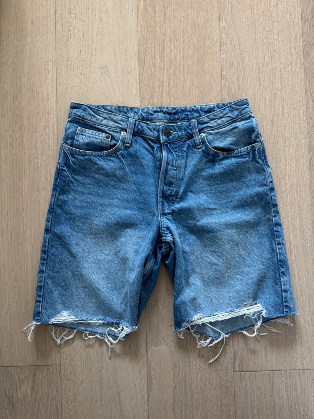 H&M Light Blue Baggy Low Denim Shorts